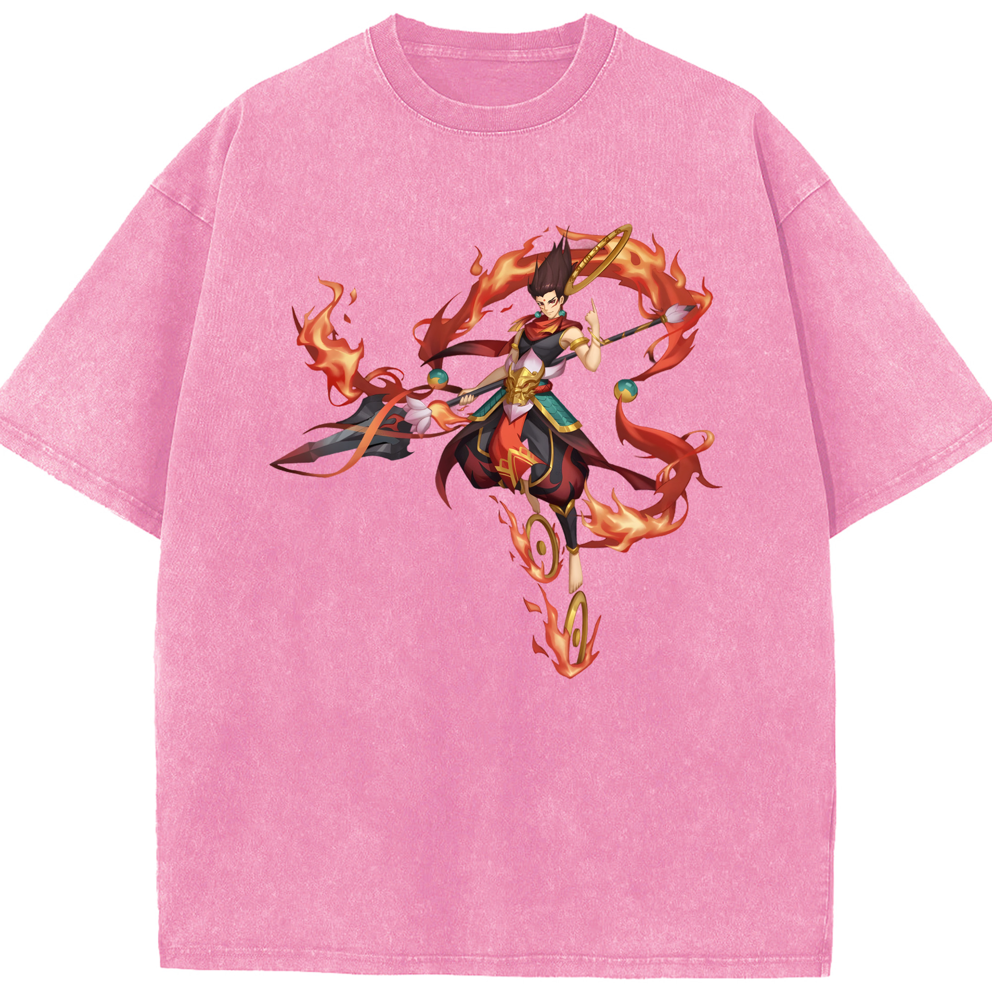 （画像用） Ne Zha 2 ナタ 魔童の大暴れ 綿100% ヴィンテージ風 半袖Tシャツ（フロントプリント）